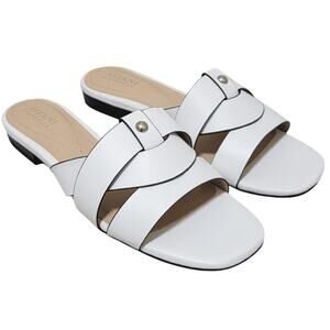Alfani Women Packerr Flat Slide Sandals Size US 8.5M White Faux Leather